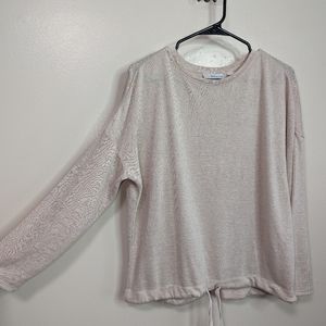 Belle Beach by Kim Gravel Breezy Knit Drawstring Long Sleeve Top Oversized XS